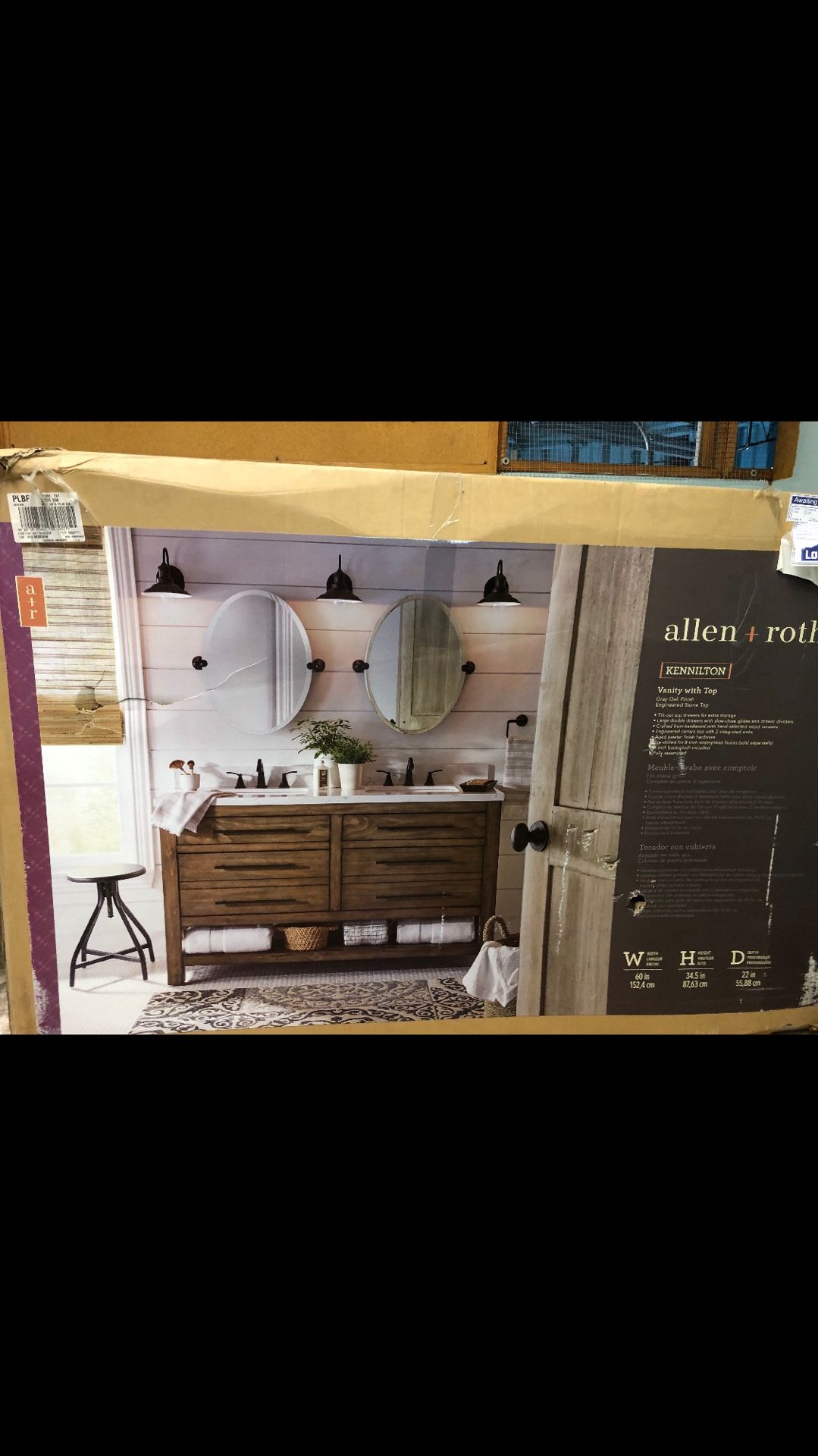 allen + roth Kennilton 60in Gray Oak Bathroom Vanity for Sale in