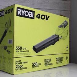 Ryobi 40V 550 CFM Cordless Leaf Blower Kit – Battery & Charger Included