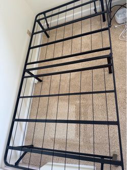New Twin Bed Frame w/tag + Mattress, Bunkie Board & Dust Ruffle. Priced to sell.