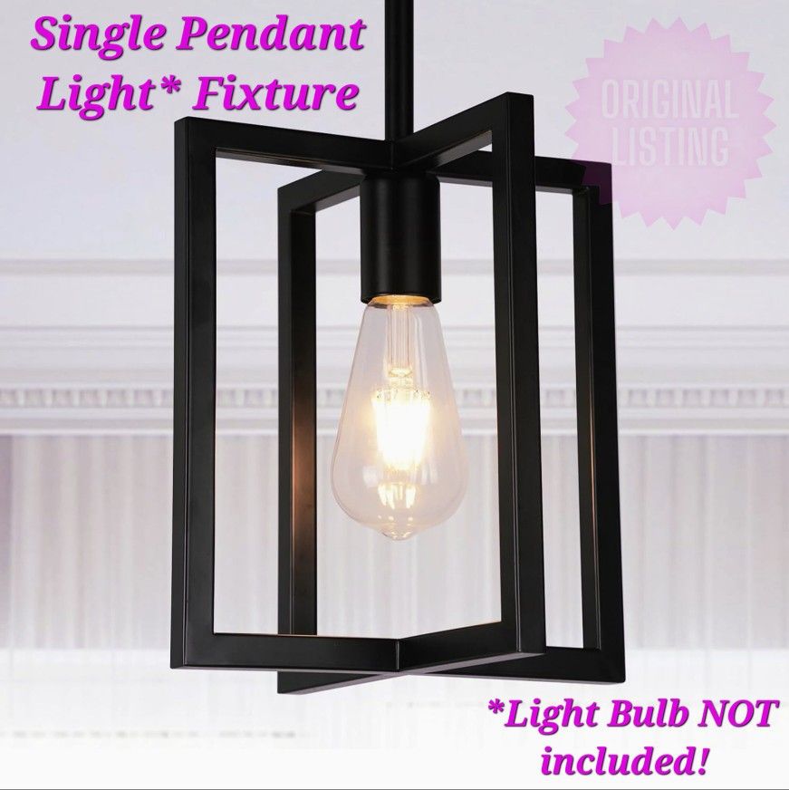 NEW IN BOX:  1-Light Black Pendant Light Fixture, Farmhouse Pendant, Chandelier, Flush Mount for Dining Room Restaurant Bar, Christmas 