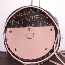 Two Tone Printed Pink & Btown Canteen Style Bag