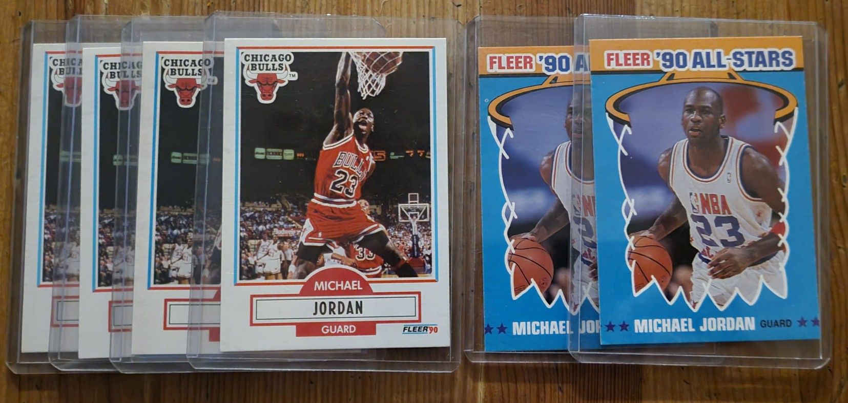 1990 FLEER MICHAEL JORDAN Base (4) And All Star Insert (2)