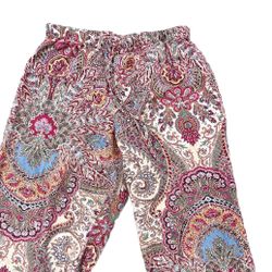 Ralph Lauren Paisley Pants Size Small Women’s Drawstring Waist Cotton MINT Pink