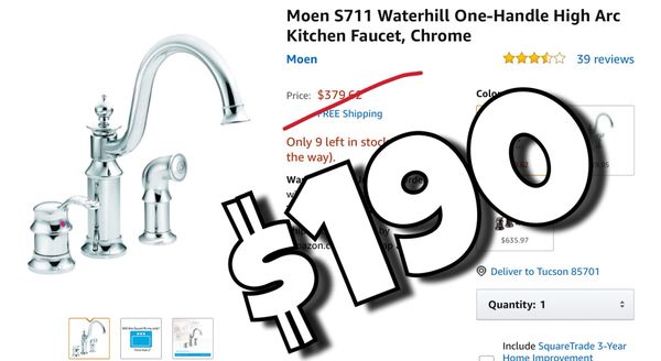 Moen Waterhill One Handle High Arc Kitchen Faucet Chrome S711