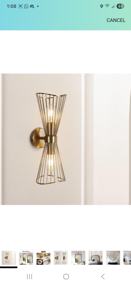 Brass Wall Sconces,Mid Century Wall Sconce,2 Light Bathroom Vanity Light,Vintage Sconces Wall Lighting Fixtures for Bedroom Living Room Bathroom Hallw