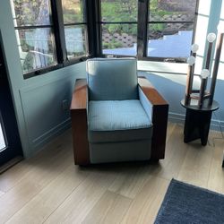 Armchair - Light Blue And Wood