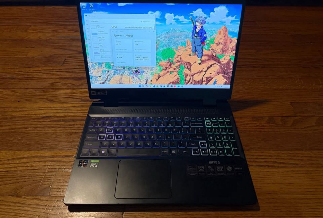 Acer Nitro 5 Gaming Laptop: rtx 3070 TI gpu, Ryzen 7 cpu, 32 gb ram, 2tb ssd, 1440p 165hz screen