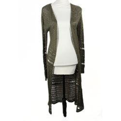 Vintage Y2k Olive Green Long Knit Cardigan Juniors Size Small
