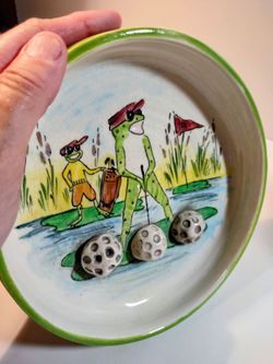 Vintage Golf Gift Handcrafted by Tana Signed Golfer Frogs Three 3D Golf Balls