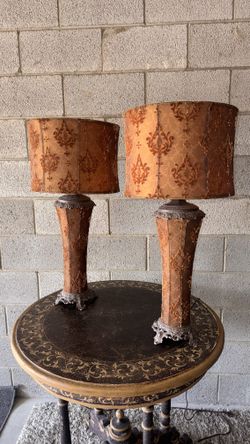 Vintage Ornate Table Lamps with Fabric Designs