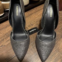 Express Black Shimmer Heels 