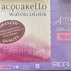 NEW Fabriano Artistico Watercolor Hot Pressed Extra White Paper 12"x16