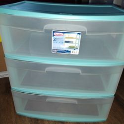 3 Drawer Plastic storage Containers Teal