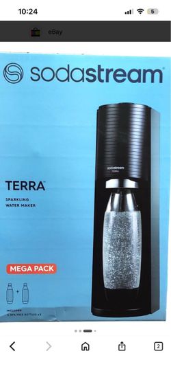 SodaStream Terra Sparkling Water Maker — 2 CO₂ Cylinders + 1L Bottle — NEW