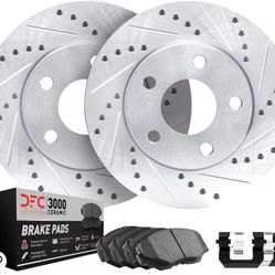 2014 2015 Toyota Camry SE DRILL SLOT ROTORS PLUS CERAMIC PADS FRONT AND REAR 4 CYLINDER