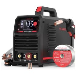 YESWELDER 135A MIG Welder, 110V Flux Core MIG/Lift TIG/Stick 3-in-1 Large LED Digital Display Welding Machine IGBT Inverter Welder