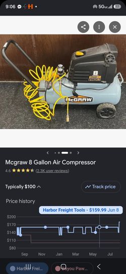 McGraw 8 gallon oil free portable air compressor