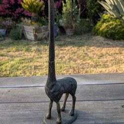 18.5" Cast Iron Giraffe Brutalist Art Sculpture Animal Figurine Safari Decor

