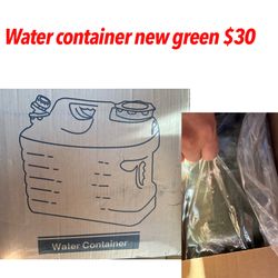 New in box water container new dark green $30 firm pick up east Palmdale serious buys only