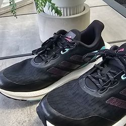 Adidas EQ21 Run J Women's Sneakers Size 5 Core Black/Shock Pink Running Shoes

