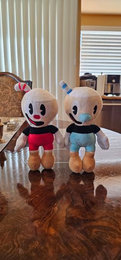 Cuphead & Mugman Plush 9" Doll / Collectible / Nintendo / Playstation / Xbox / Microsoft / Gift / Decorative / Man Cave / Plushie / Toy