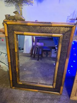 Vintage Bamboo Framed Wall Mirror