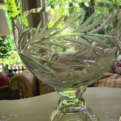 Crystal punchbowl centerpiece wedding Shabbychic Cottagecore vase