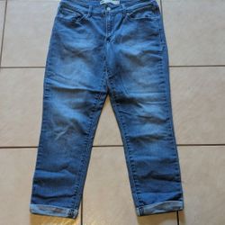 Jeans Capri Denim Levi Strauss Mid Rise Skinny Size 10 Stretch 30" Waist
