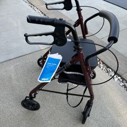 New Steel Jr Rollator with 6” Wheels, Bench and Storage. Folds easily for storage or transport!   Brand new