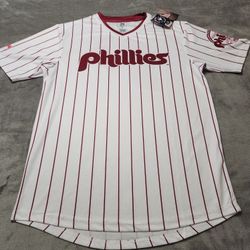 MLB Philadelphia Phillies Pinstripes jersey shirt Stitches Size Medium NWT