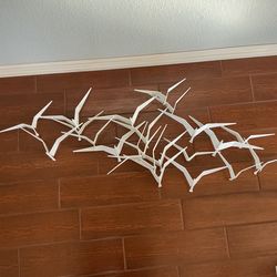 Rare Vintage 1960s Curtis Jere Birds In Flight Wall Sculpture, About 58” X 24” X 9”.