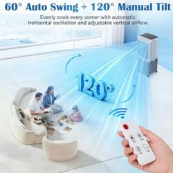 8GAL Swamp Cooler Portable AC, 2 Modes 3 Speeds Blow Cold Air, 120°Swing & 7H Timer, 30H+ Runtime, Windowless Air Conditioner w/Remote