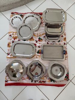 Party collection Stainless Steel Serving Trays and Plates Set