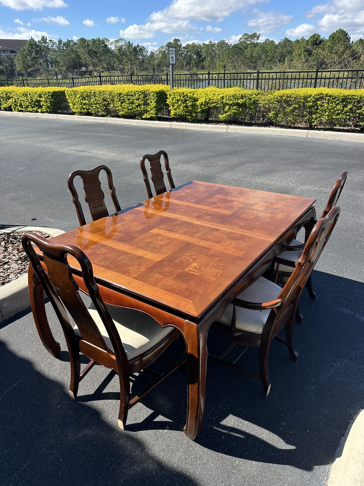 Vintage Chinoiserie-Style Dining Table & 5 Chairs β Elegant & Timeless