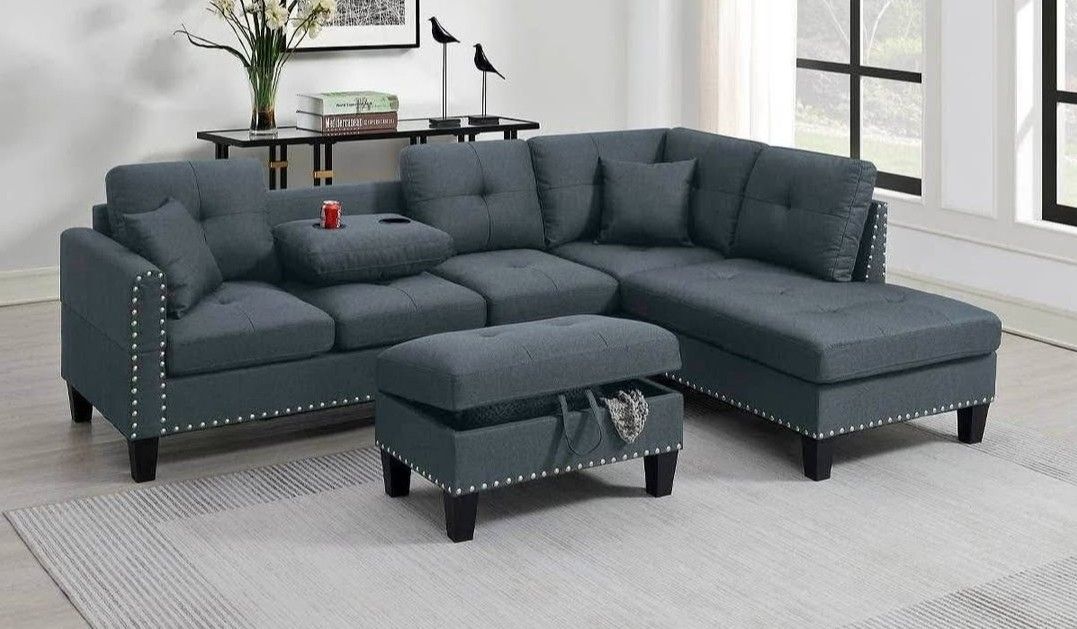 BRAND NEW 3PCS SECTIONAL SOFA SET WITH OTTOMAN AND ACCENT PILLOW INCLUDED $379