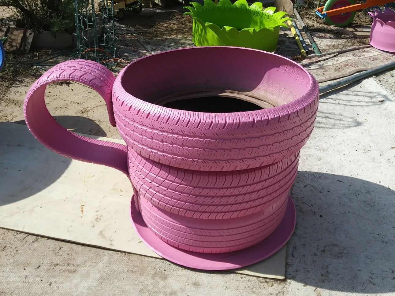 Tire Teacup planter, Southside