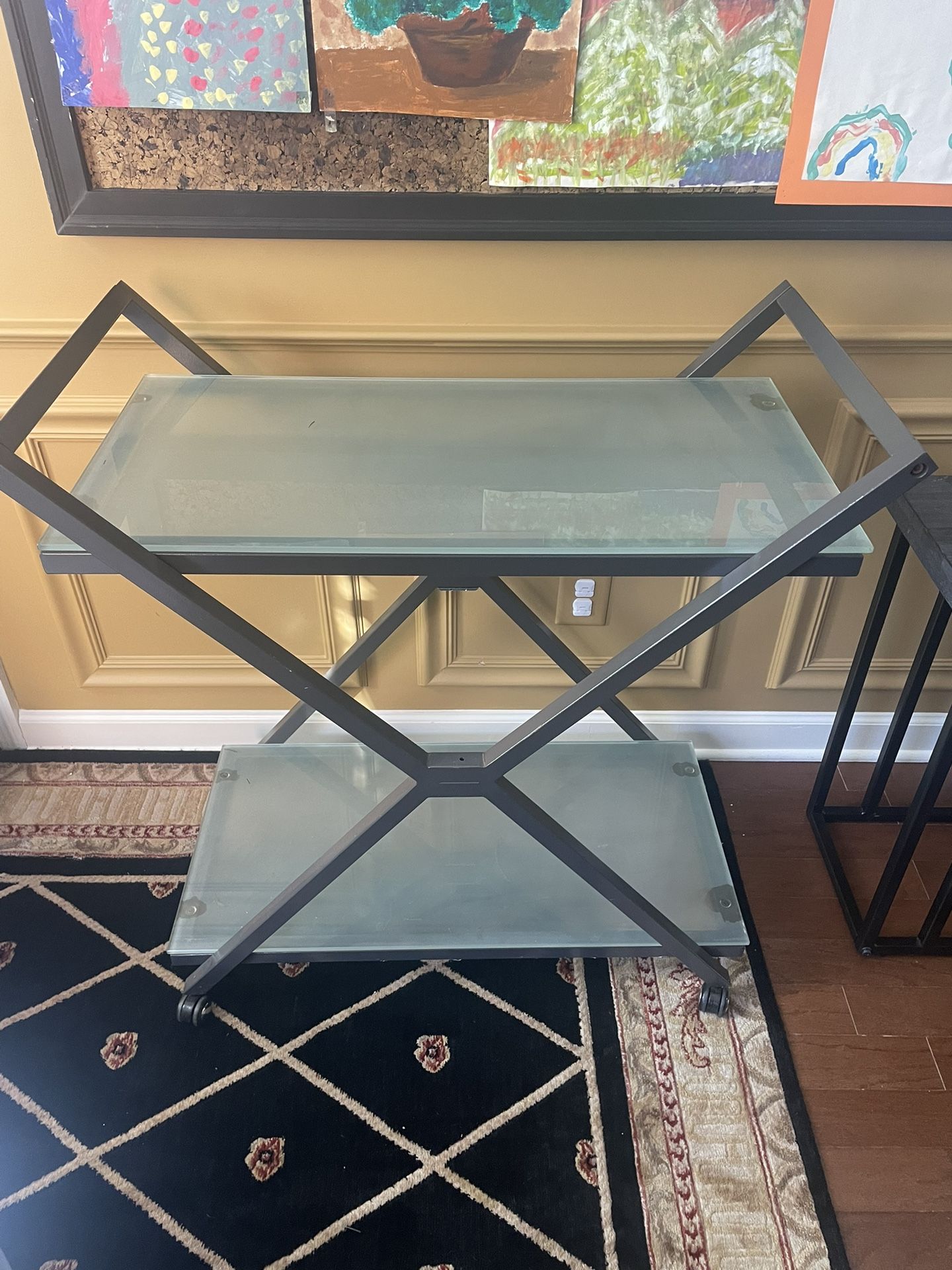 Bar Cart With Glass Shelves