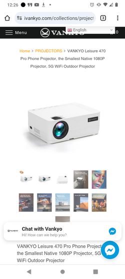 VANKYO Leisure 470 Pro Phone Projector, the Smallest Native 1080P Projector, 5G WiFi Outdoor Projector