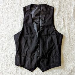 Men's Buttoned Down Formal Vest, Black