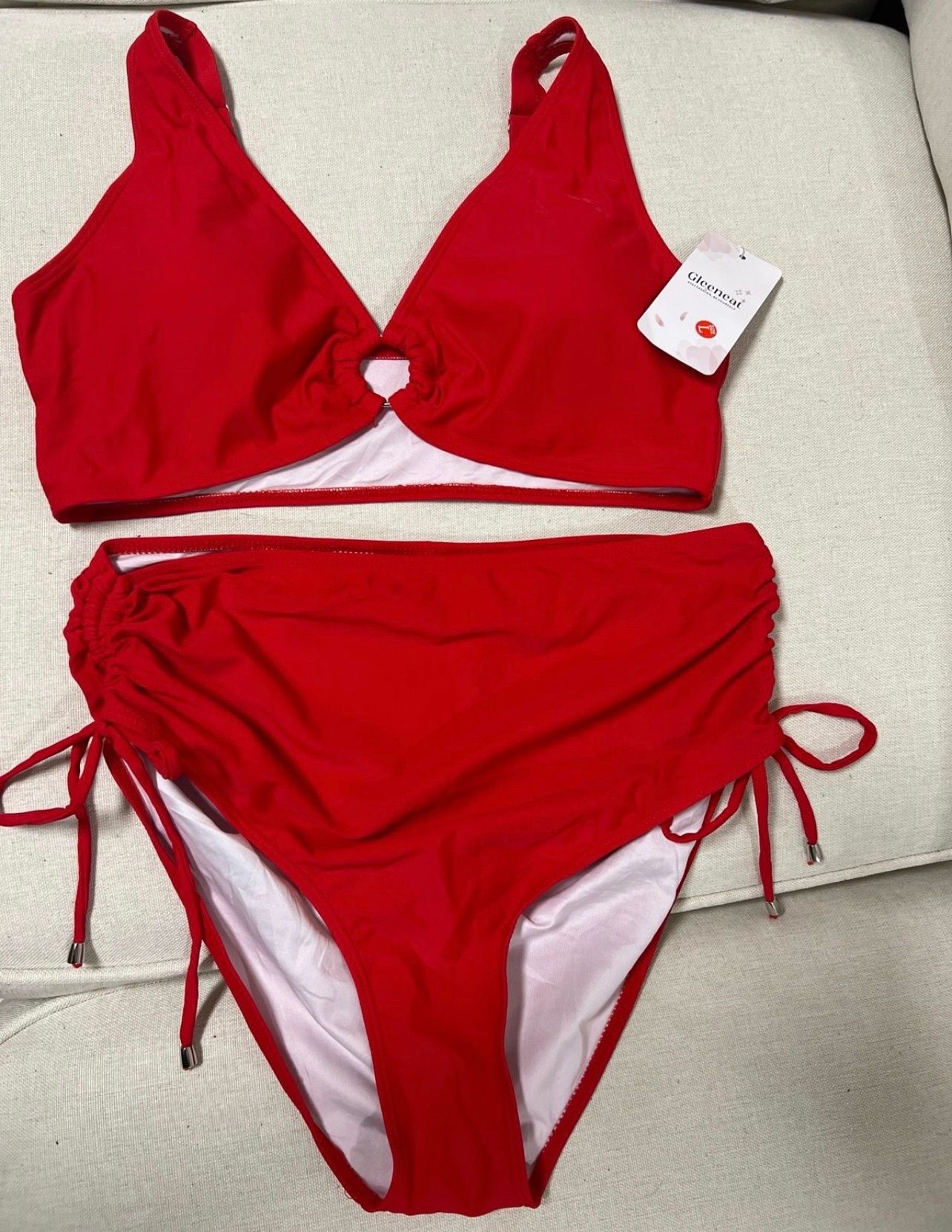 Red swimsuit two pieces set
