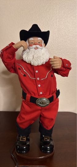Vintage Holly Jolly Rock Cowboy Santa Claus