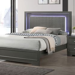 METALLIC GRAY-LED-LIGHT-PANEL-CAMA-LUZ