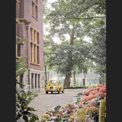 Vintage Yellow Car Digital Image