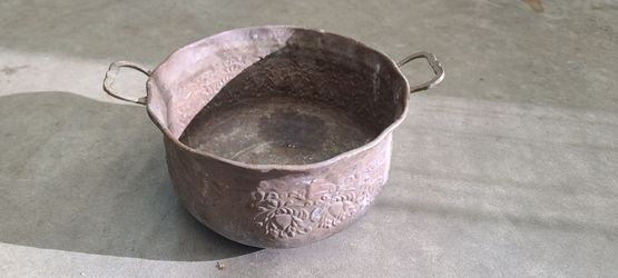 Vintage Brass Planter With Design and Handles