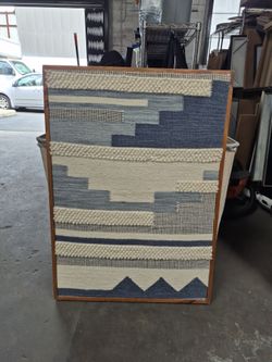 BLUE & CREAM WOVEN ART PIECE