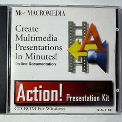 PC Windows Macromedia CD-ROM Action! Presentation Kit 2.5.1 & Clipmedia RARE VG+