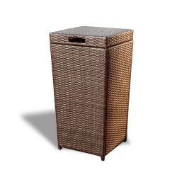 35 Gallon Outdoor Trash Can with Lid, Hideaway Wicker Rattan Garbage Can