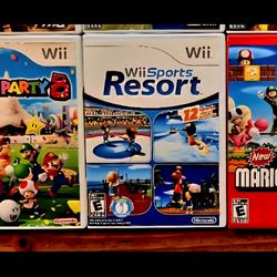 Wii Games Lot! Mario Party 8, Wii Sports Resort, Super Mario Bros