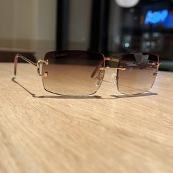 Rectangle Brown Cartier Sunglasses 