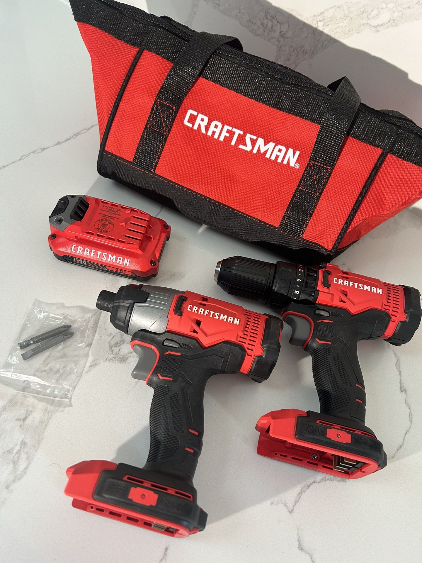 CRAFTSMAN V20 MAX Cordless Drill and Impact Driver, Power Tool Combo Kit with 1 Battery